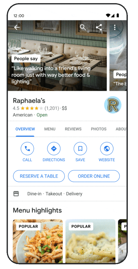 Google搜索本地餐厅