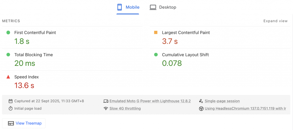 page speed insights