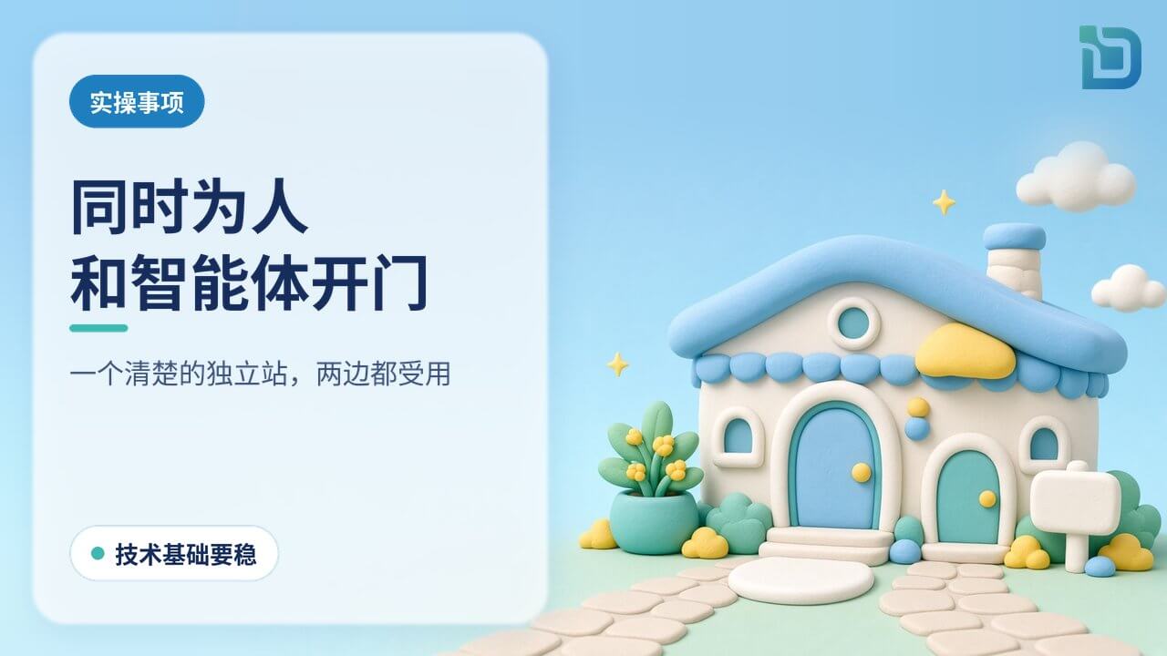 同时为人和智能体开门：工厂大门旁边多开了一扇小门，两条小路都通向前台