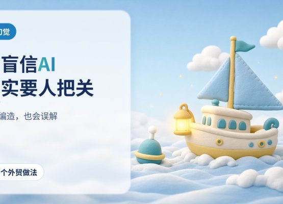别盲信AI：一只软陶小船在雾中航行，船头一盏灯照亮前方的浮标