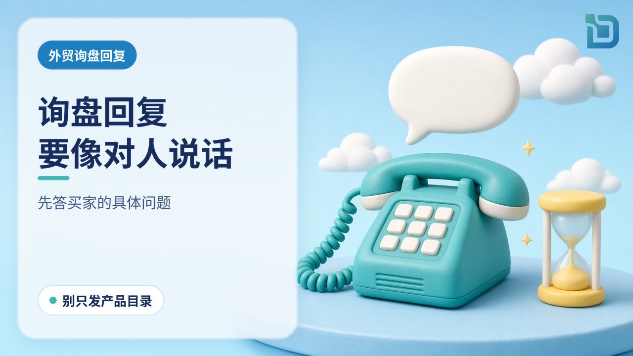 询盘要用心回复:一部软陶桌上电话旁有一个空白对话气泡和一个小沙漏