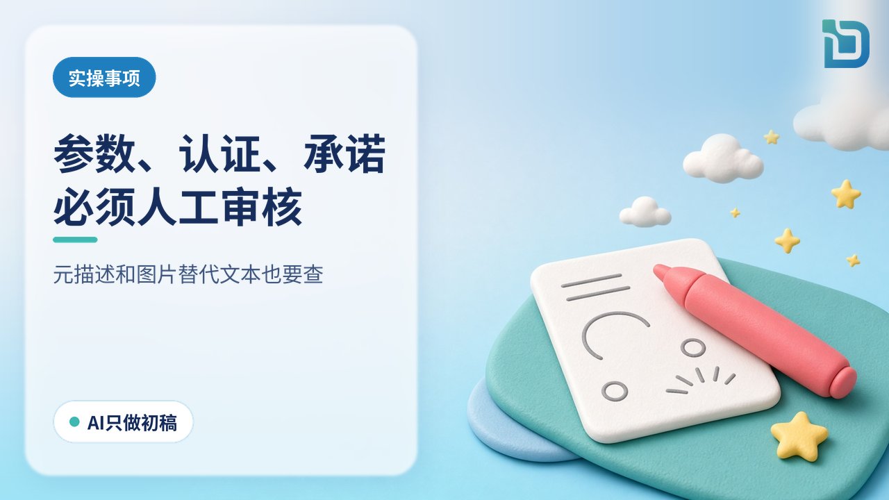 逐项人工审核：一支软陶红笔放在空白文件上，文件上有几个圈出的标记