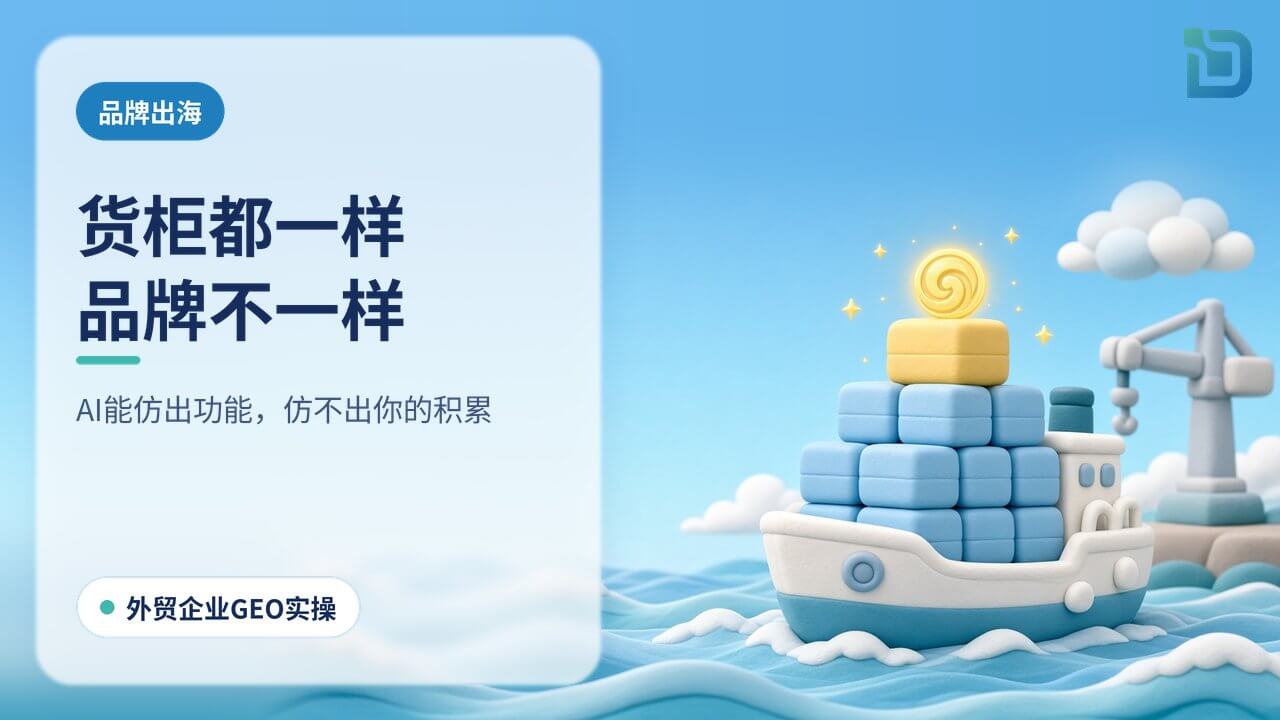 品牌出海:货柜都一样,品牌不一样。货轮上一排相同的货柜,其中一个带有品牌印记